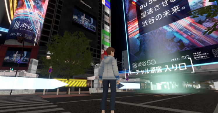 バーチャル渋谷内「バーチャル原宿入り口」にて筆者スクリーンショット