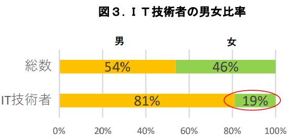 IT技術者の男女比率／女性デジタル育成プラン