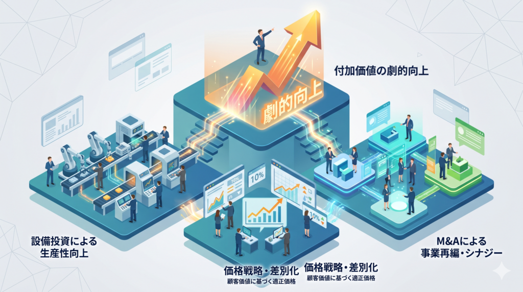 付加価値を劇的に高める3つの投資｜設備・価格・M&Aの最適解