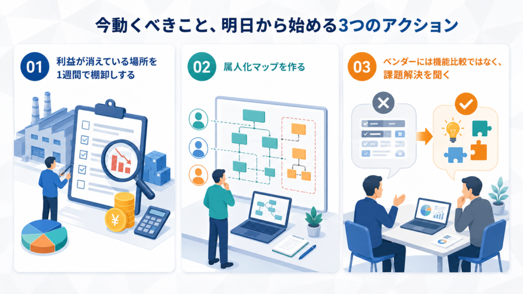 いま動くべきこと:明日から始める3つのアクション