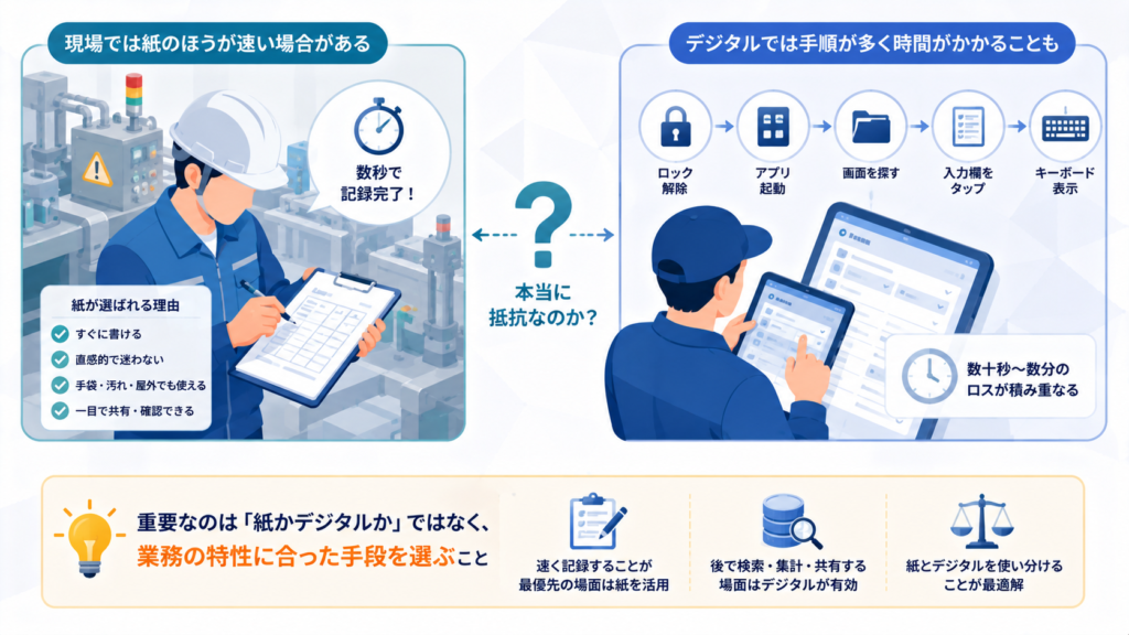 「紙のほうが早い」は本当に現場の抵抗なのか