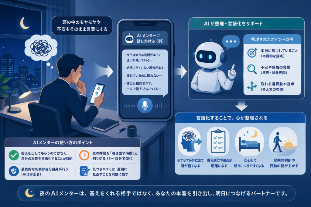 編集長の実体験3:夜のAIメンターは答えより先に言語化を