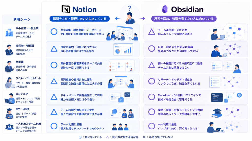 利用シーン別に向いている人・向いていない人