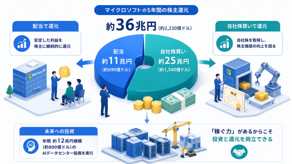 マイクロソフトの「36兆円還元」を数字で分解する
