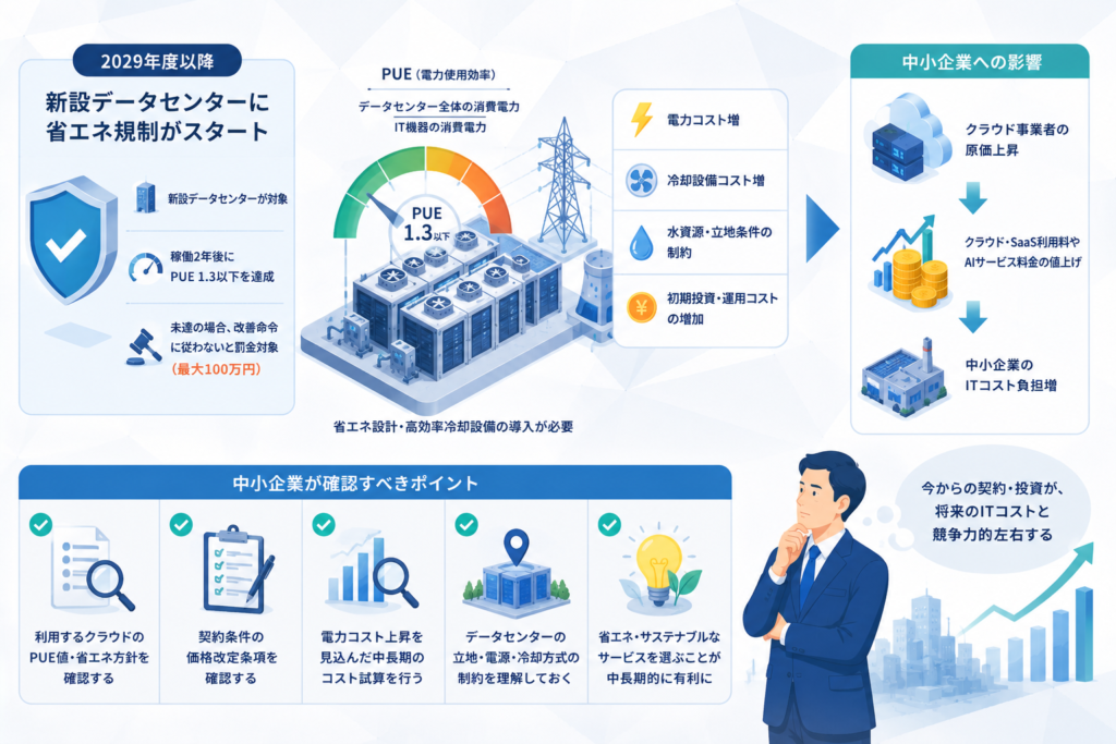 2029年度PUE規制と中小企業への含意