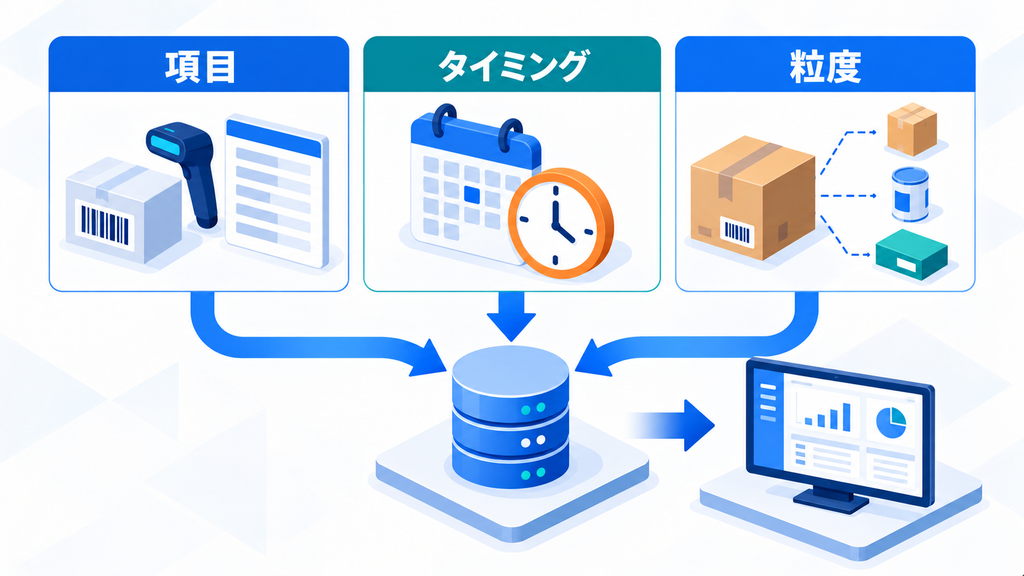 在庫記録の項目・タイミング・粒度を統一し、その後にシステム化を検討する流れ