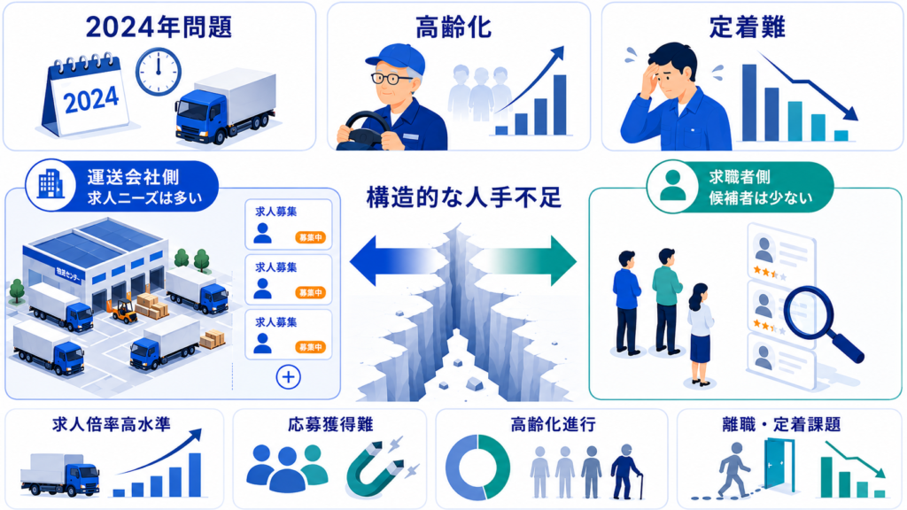 運送業の採用市場で今起きていること:数字で見る構造的な人手不足