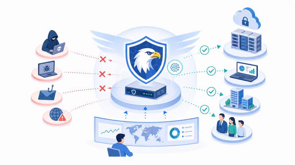 もう1つの柱:インフラの自動防御「GOLD EAGLE」で扱う人物・業務・情報の関係を、読み取りやすく整理した図解