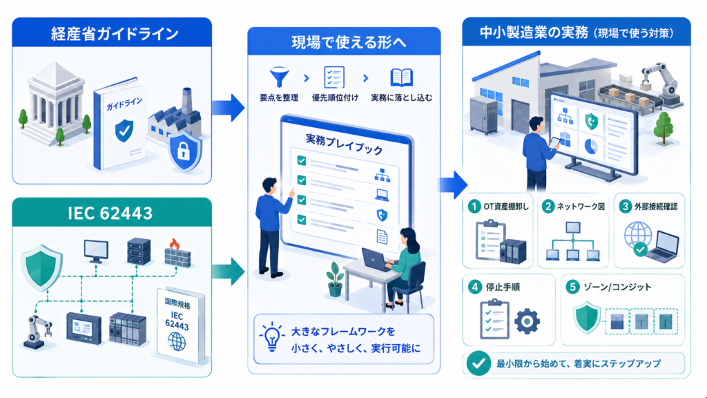 経産省ガイドラインとIEC62443を「中小企業の実務」に翻訳する