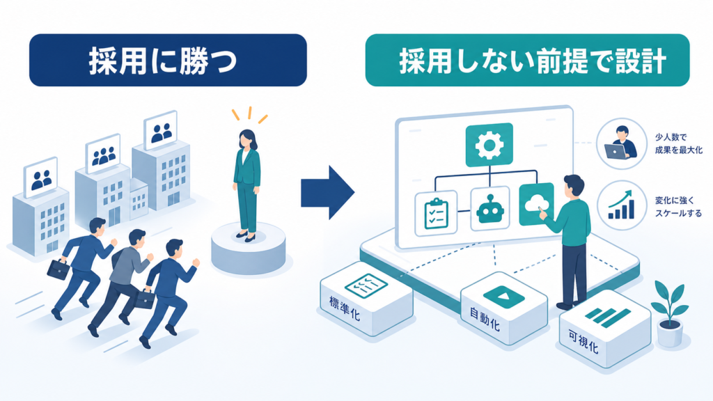 採用競争に勝つ発想から、採用しない前提で業務体制を設計する発想への転換