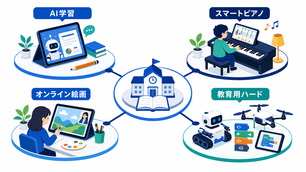 AI学習、スマートピアノ、オンライン絵画、教育用ハードへ広がる教育企業の事業転換