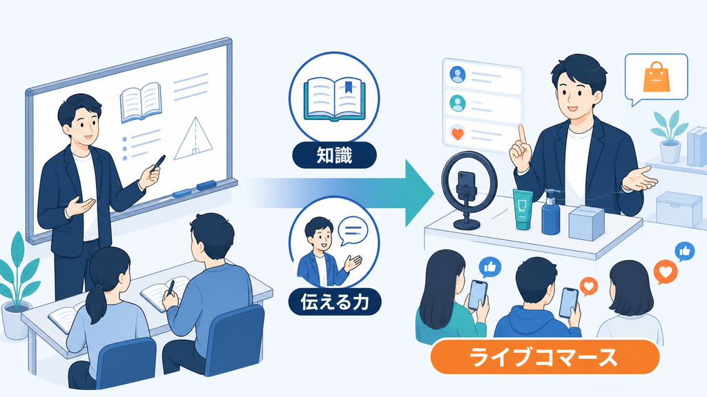 塾講師の知識と伝える力を、商品を紹介するライブコマースへ転用した事業転換