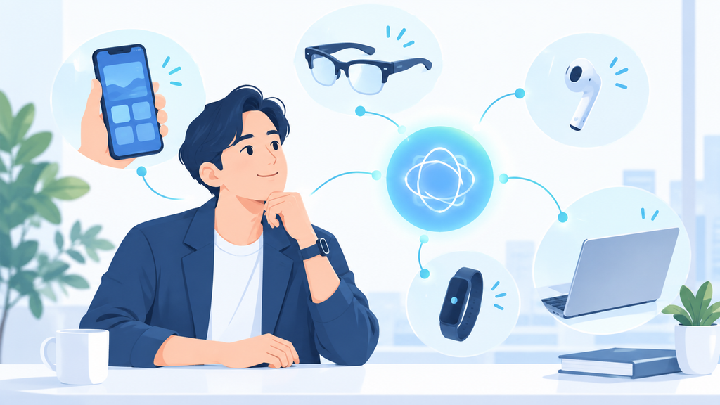 次世代デバイスと人・AIの接点を整理する説明図解