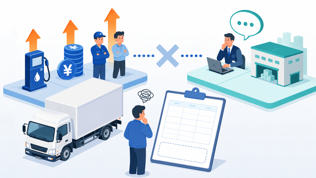 燃料費と人件費が上がる一方、原価の根拠を示せず荷主との運賃交渉が止まる中小運送会社