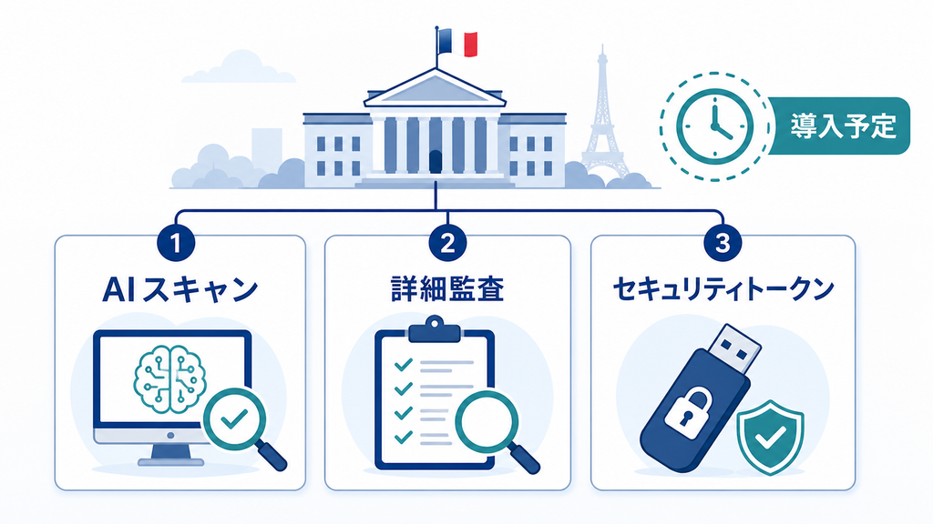 AIスキャン、詳細監査、セキュリティトークンを導入予定の対策として整理した図解