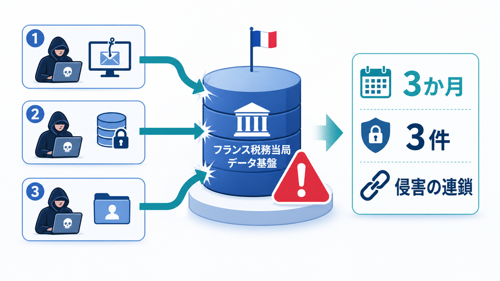 フランス税務当局のデータ基盤が3か月で3件の侵害を受け、被害が連鎖した構造