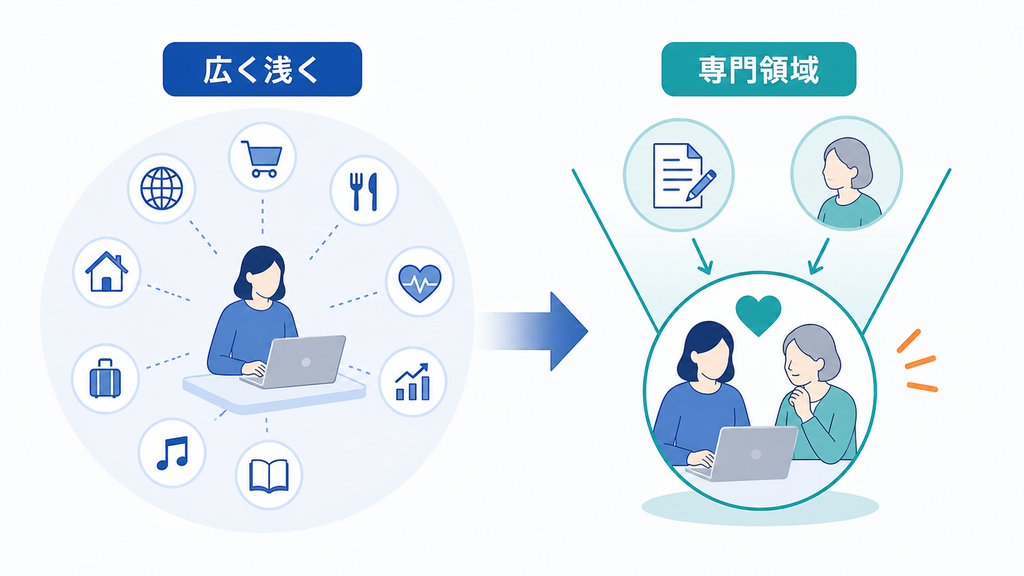 広い職種名から、経験を掛け合わせた明確な専門領域へ焦点を絞るキャリア