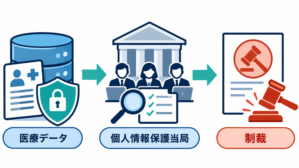 医療データを個人情報保護当局が審査し制裁判断へ至る流れ