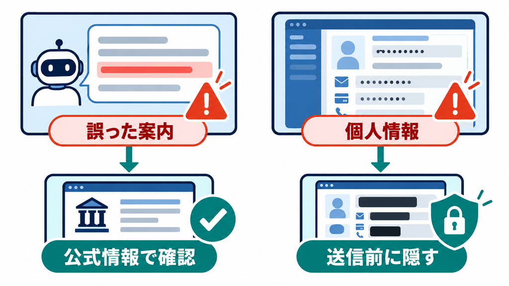 誤ったAI案内は公式情報で確認し、画面の個人情報は送信前に隠す二つの対応